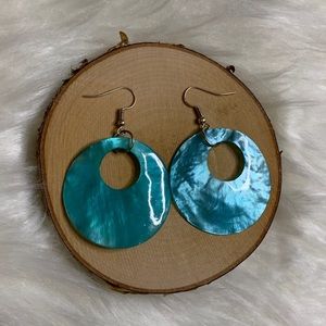 Blue hoop-style lightweight earrings French wire
